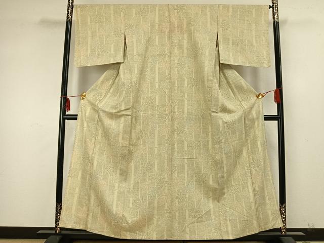 平和屋着物▽結城紬 単衣 80亀甲 舞葉間道 正絹 逸品 AABA7580fy