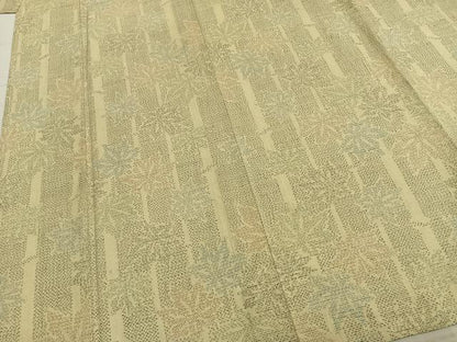 平和屋着物▽結城紬 単衣 80亀甲 舞葉間道 正絹 逸品 AABA7580fy