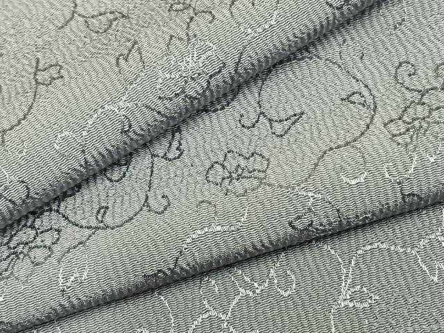 平和屋着物▽上質な色無地　単衣　唐草花地紋　湊鼠色　ロング丈　正絹　逸品　AABA7582fy
