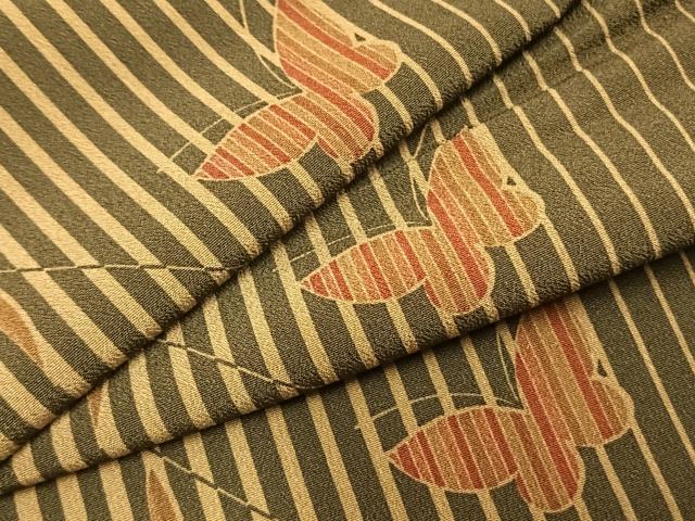 平和屋着物▽上質な小紋 単衣 舞蝶枝葉文 正絹 逸品 AABA7583fy