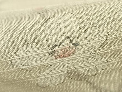平和屋着物▽訪問着 単衣 生紬 手描き 草花文 正絹 逸品 AABA7585fy