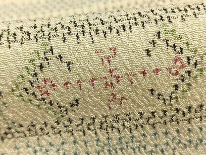 平和屋着物▽本塩沢 単衣 幾何学文様 正絹 逸品 AABA7587fy