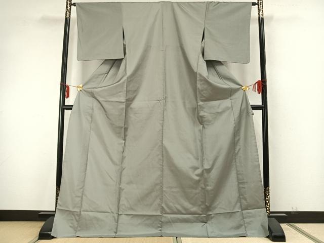 平和屋着物▽本場大島紬 単衣 灰青色 ロング丈 正絹 逸品 AABA7588fy