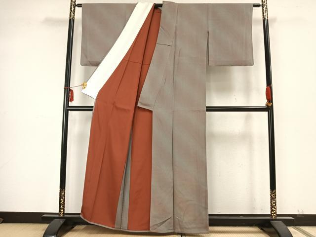 平和屋着物▽江戸小紋　単衣　斜縞　正絹　逸品　AABA7589fy