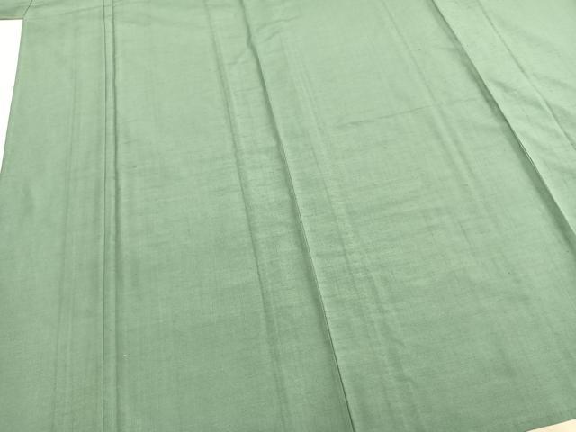 平和屋着物▽小千谷紬 単衣 色無地 薄青色 反端付き 正絹 逸品 未使用 AABA7591fy