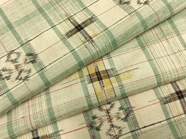 平和屋着物▽上質な紬 単衣 絣柄 正絹 逸品 未使用 AABA7592fy
