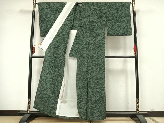 平和屋着物▽上質な紬 単衣 風景文 正絹 逸品 AABA7593fy