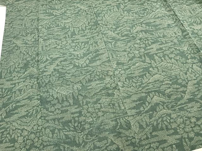 平和屋着物▽上質な紬 単衣 風景文 正絹 逸品 AABA7593fy