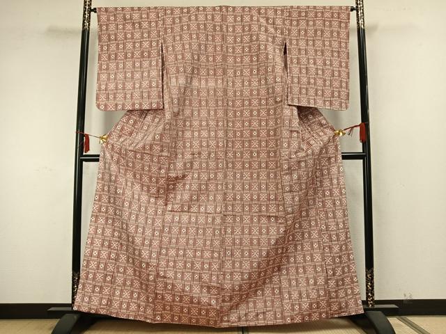平和屋着物▽本場琉球絣 紬 単衣 正絹 逸品 AABA7594fy