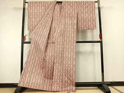平和屋着物▽本場琉球絣 紬 単衣 正絹 逸品 AABA7594fy