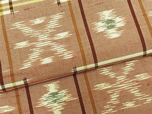 平和屋着物▽本場琉球絣 紬 単衣 正絹 逸品 AABA7594fy