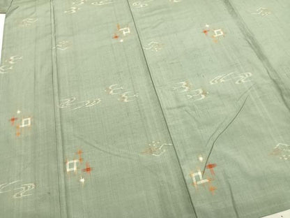 平和屋着物▽上質な紬 単衣 絣柄 正絹 逸品 AABA7597fy