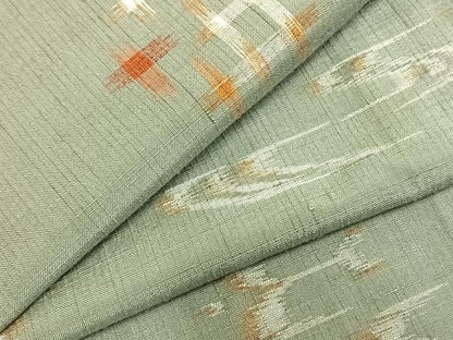 平和屋着物▽上質な紬 単衣 絣柄 正絹 逸品 AABA7597fy