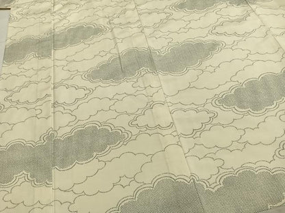 平和屋着物▽上質な紬　単衣　雲取り文　正絹　逸品　AABA7598fy