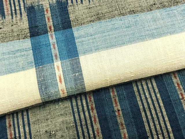 平和屋着物▽上質な紬 単衣 横段文 正絹 逸品 未使用 AABA7599fy