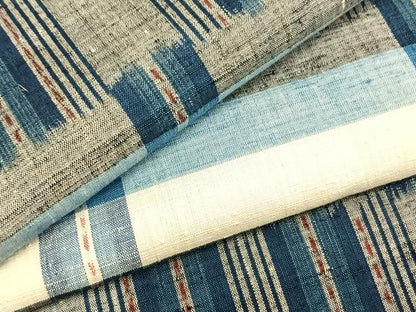 平和屋着物▽上質な紬 単衣 横段文 正絹 逸品 未使用 AABA7599fy