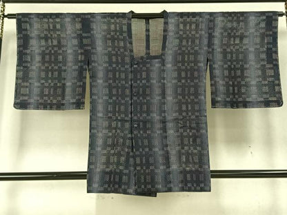 平和屋着物▽道行コート スリーシーズン 春夏秋 塵除け 幾何学文 正絹 逸品 未使用 AABA7602fy