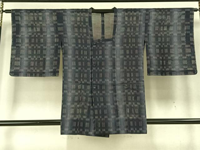 平和屋着物▽道行コート スリーシーズン 春夏秋 塵除け 幾何学文 正絹 逸品 未使用 AABA7602fy
