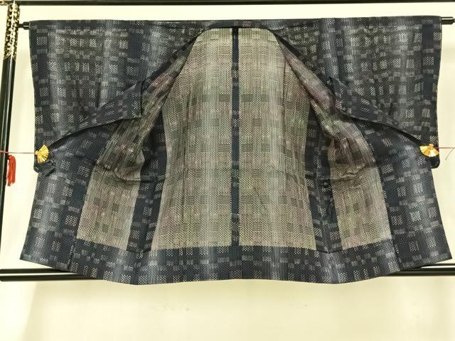 平和屋着物▽道行コート スリーシーズン 春夏秋 塵除け 幾何学文 正絹 逸品 未使用 AABA7602fy