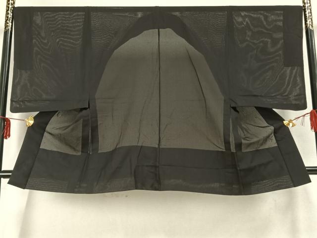 平和屋着物▽男性 長羽織 スリーシーズン 春夏秋 塵除け 黒地 正絹 逸品 AABA7603fy