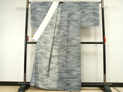平和屋着物▽上質な紬 単衣 霞文 正絹 逸品 未使用 AABA7605fy