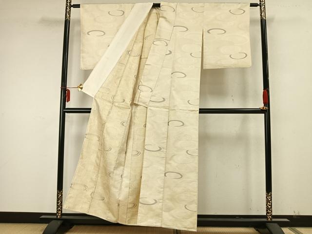 平和屋着物▽上質な紬 単衣 渦巻き文 正絹 逸品 AABA7607fy