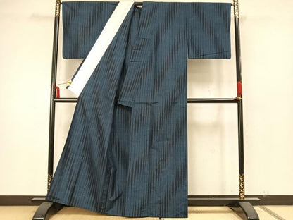 平和屋着物▽上質な紬 単衣 変わり縞 正絹 逸品 AABA7609fy