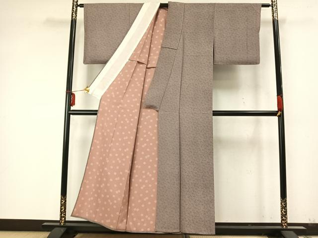 平和屋着物▽寺山存男 江戸小紋 単衣 草花文 正絹 逸品 AABA7611fy