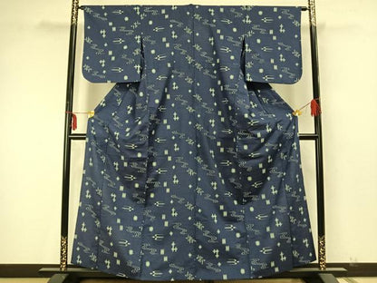 平和屋着物▽上質な紬 単衣 琉球絣 正絹 逸品 AABA7614fy