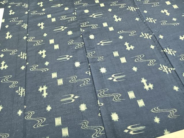 平和屋着物▽上質な紬 単衣 琉球絣 正絹 逸品 AABA7614fy
