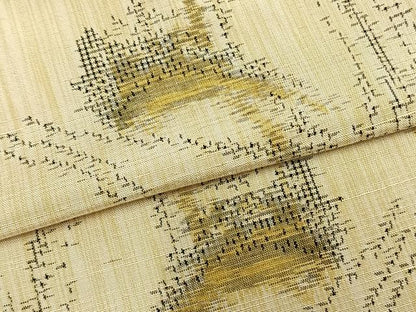 平和屋着物▽上質な紬 単衣 唐草文 正絹 逸品 AABA7615fy