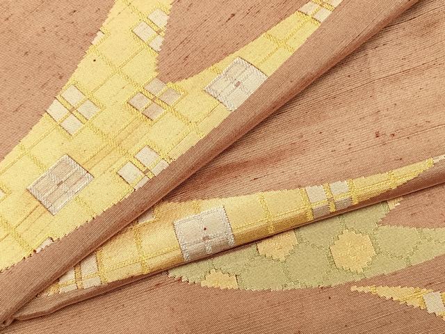 平和屋着物▽上質な紬 単衣 幾何学文様 正絹 逸品 AABA7619fy
