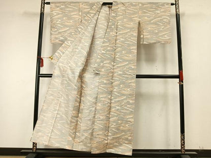 平和屋着物▽本場大島紬 単衣 立波文 正絹 逸品 AABA7622fy
