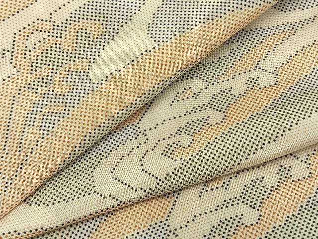 平和屋着物▽本場大島紬 単衣 立波文 正絹 逸品 AABA7622fy