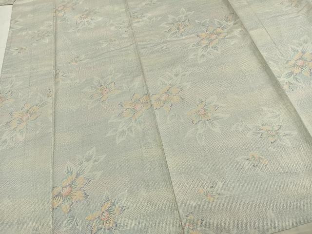 平和屋着物▽大島紬 単衣 草花文 反端付き 正絹 逸品 AABA7623fy