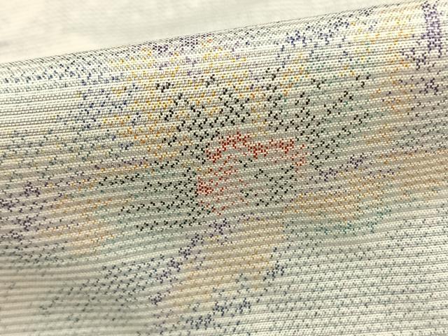 平和屋着物▽大島紬 単衣 草花文 反端付き 正絹 逸品 AABA7623fy