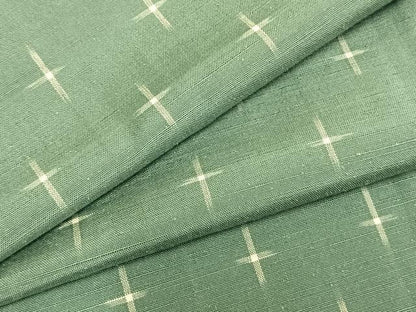 平和屋着物▽蒔絵紬 単衣 十字絣 反端付き 正絹 逸品 AABA7624fy