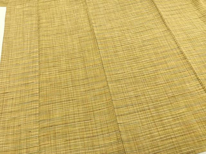 平和屋着物▽上質な紬　単衣　縞　正絹　逸品　AABA7625fy
