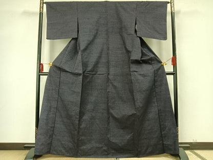 平和屋着物▽上質な紬　単衣　立涌文　正絹　逸品　AABA7627fy