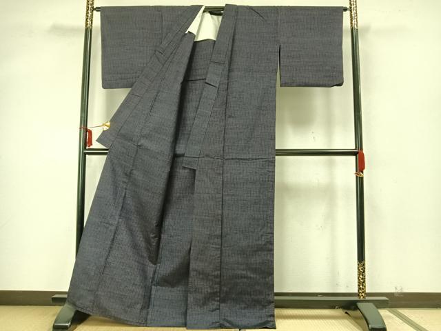 平和屋着物▽上質な紬　単衣　立涌文　正絹　逸品　AABA7627fy