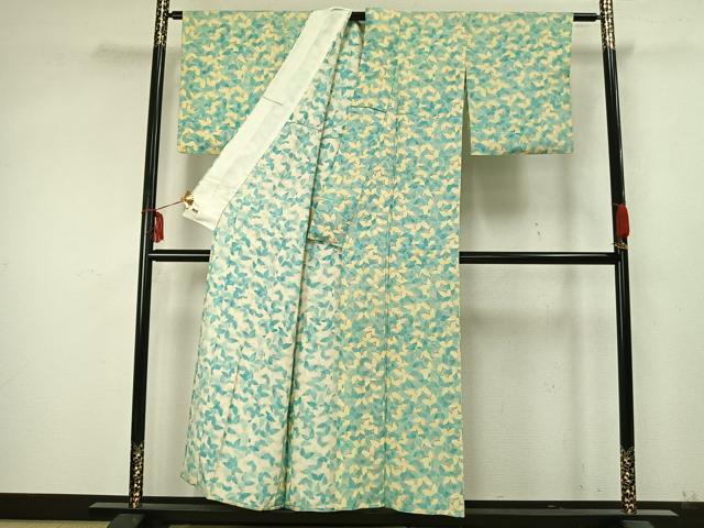 平和屋着物▽上質な小紋 単衣 蝶尽くし 三越扱い 正絹 逸品 AABA7629fy