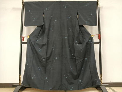 平和屋着物▽上質な紬 単衣 水玉 正絹 逸品 AABA7630fy