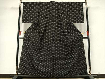 平和屋着物▽本場大島紬 単衣 色紙重ね文 正絹 逸品 AABA7631fy