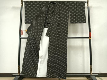 平和屋着物▽本場大島紬 単衣 色紙重ね文 正絹 逸品 AABA7631fy