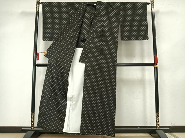 平和屋着物▽本場大島紬 単衣 色紙重ね文 正絹 逸品 AABA7631fy