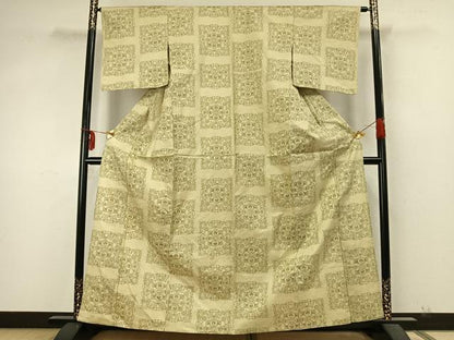 平和屋着物▽本場大島紬　単衣　7マルキ　吉祥花文　正絹　逸品　AABA7632fy