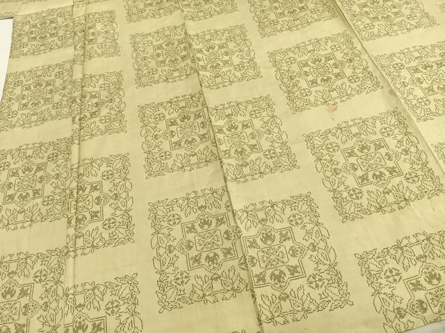 平和屋着物▽本場大島紬　単衣　7マルキ　吉祥花文　正絹　逸品　AABA7632fy