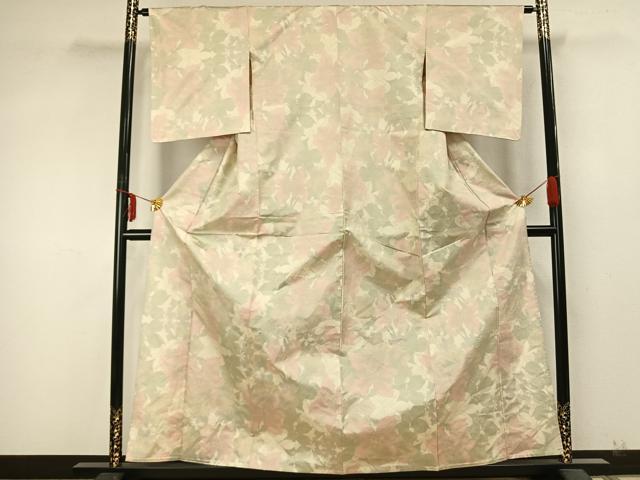 平和屋着物▽本場大島紬 単衣 草花文 正絹 逸品 AABA7634fy