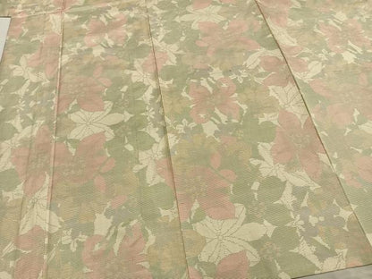 平和屋着物▽本場大島紬 単衣 草花文 正絹 逸品 AABA7634fy