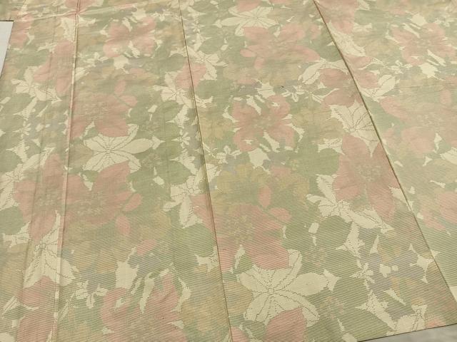 平和屋着物▽本場大島紬 単衣 草花文 正絹 逸品 AABA7634fy